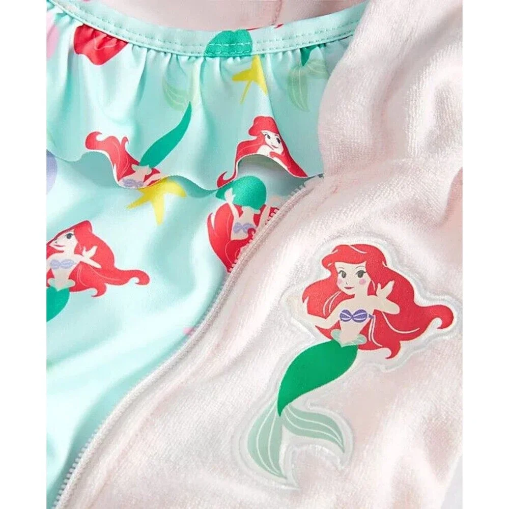 Little Mermaid 2-Pc. One-Piece Swimsuit & Hooded Swim Cover-Up Set Baby NEW 18mo